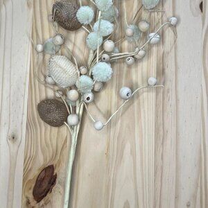 Burlap Egg and Wood Beach Spray 23 Inch Easter Stem Spring Decoration Pick